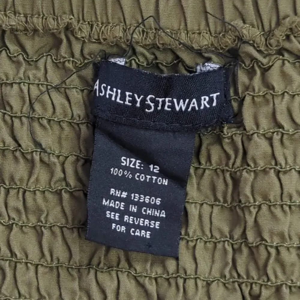Ashley Stewart Women’s Size 12 Olive Green Strapless Cropped Jumpsuit Romper - Picture 2 of 11
